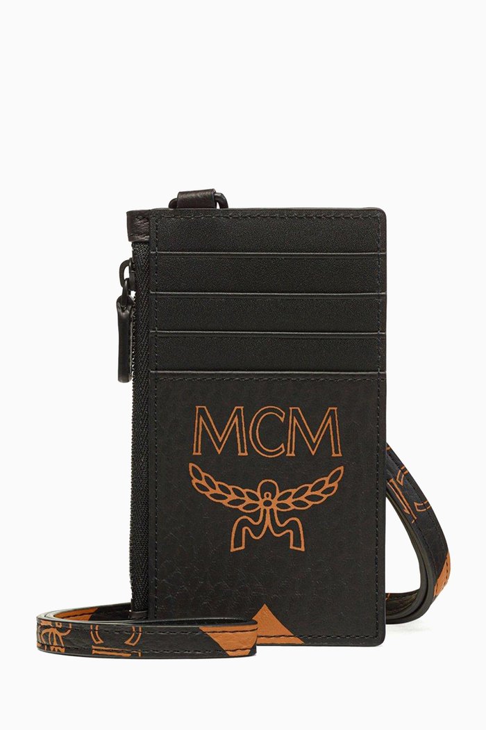 

Aren Lanyard Card Case in Visetos Canvas, Black