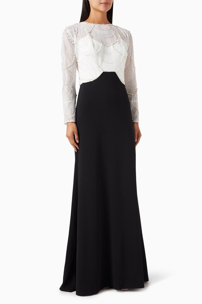 

Pearl-embellished Maxi Dress, Black