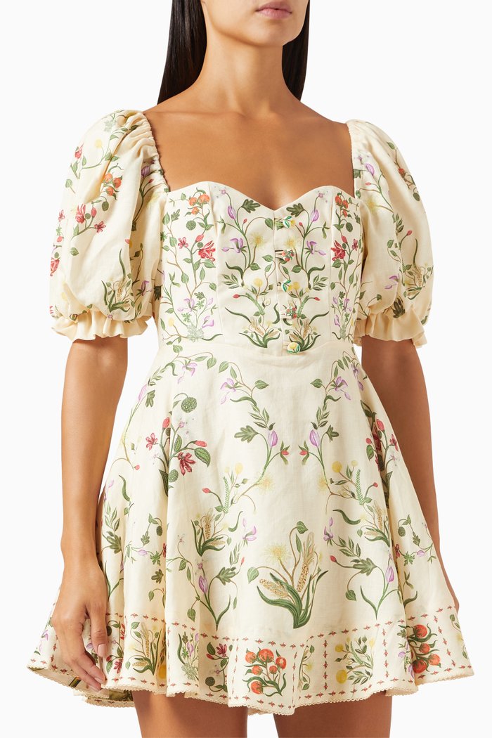 Vuelo Cultivo Mini Dress in Linen, Multicolour