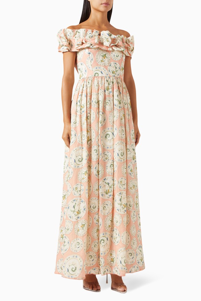 

Espliego Menaje Maxi Dress in Linen, Pink