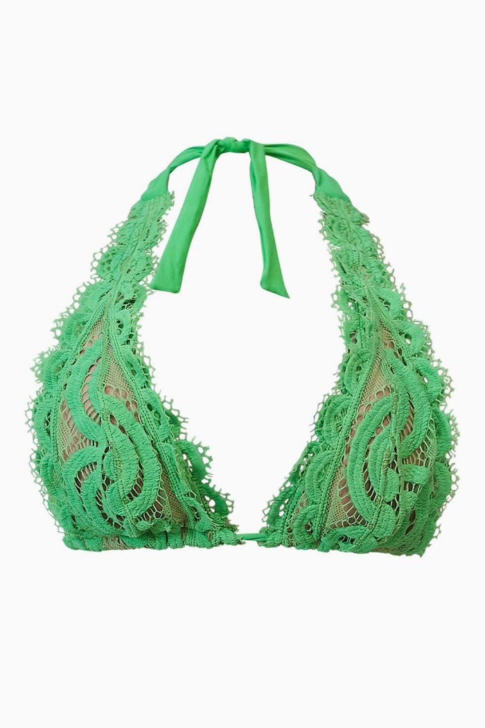 

Lace Halterneck Bikini Top, Green