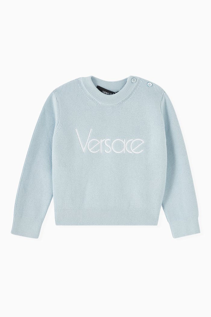 

1978 Re-Edition Logo Sweater in Cotton Knit, Blue