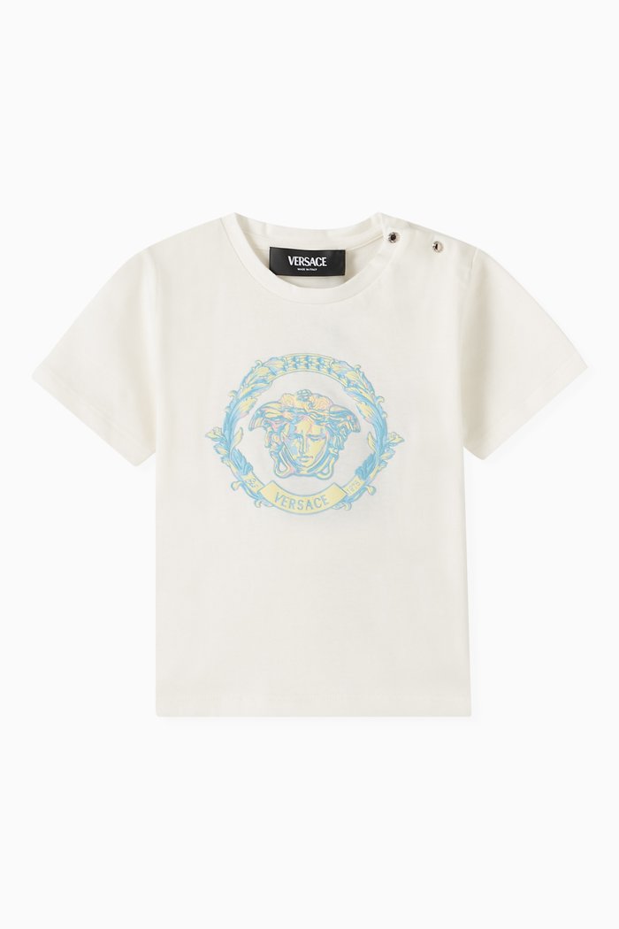

Barocco Wave Crest Logo T-shirt in Cotton, White