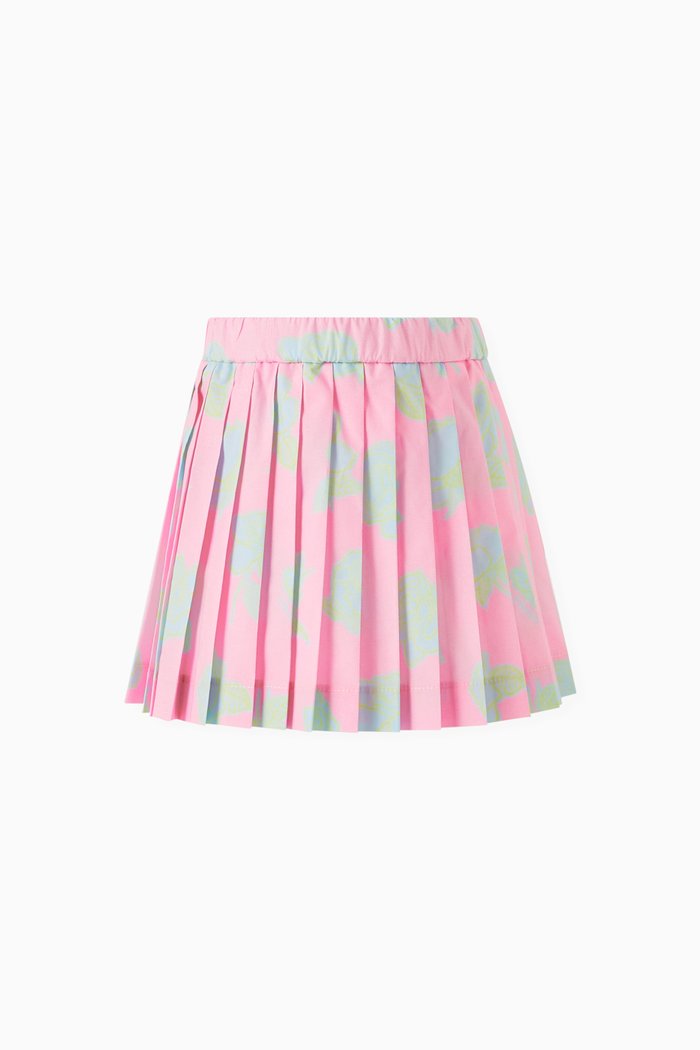

Rose Pleated Skirt in Cotton, Blue