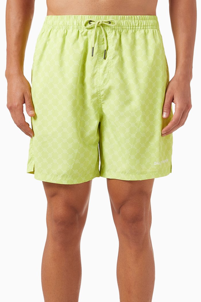 

Kato Monogram Swim Shorts, Green