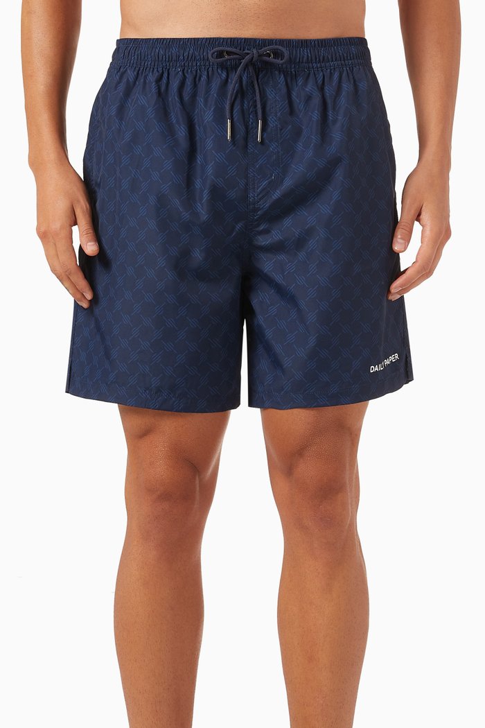 

Kato Monogram Swim Shorts, Blue