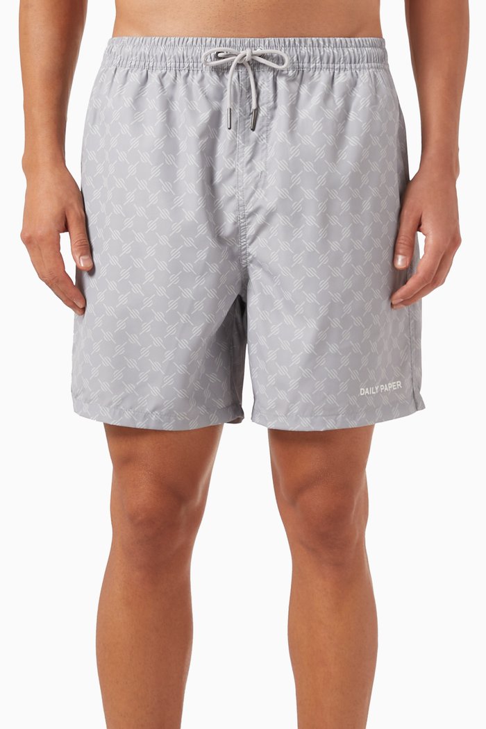 

Kato Monogram Swim Shorts, Grey