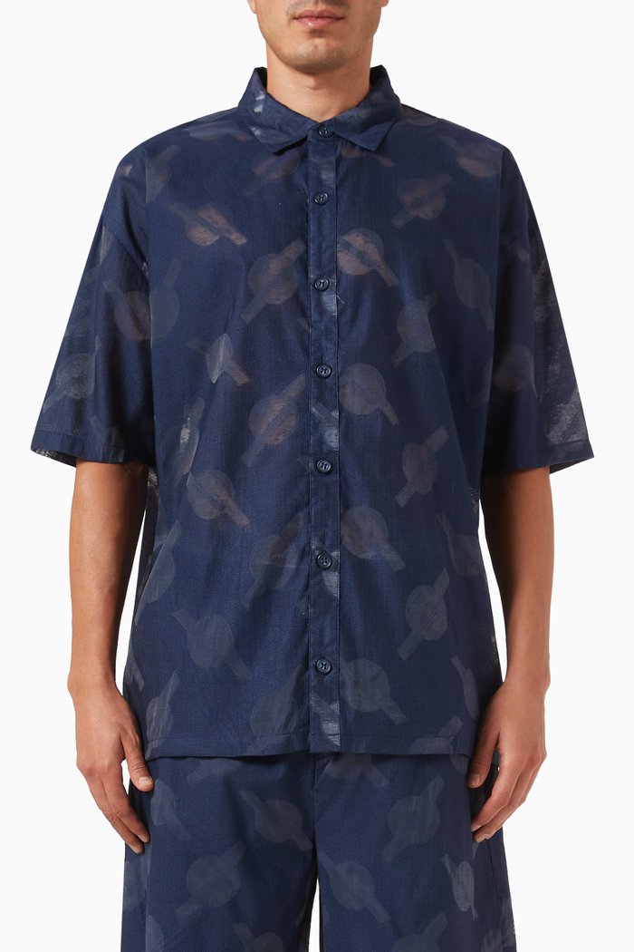 

Salim Relaxed Shirt in Viscose-blend, Blue