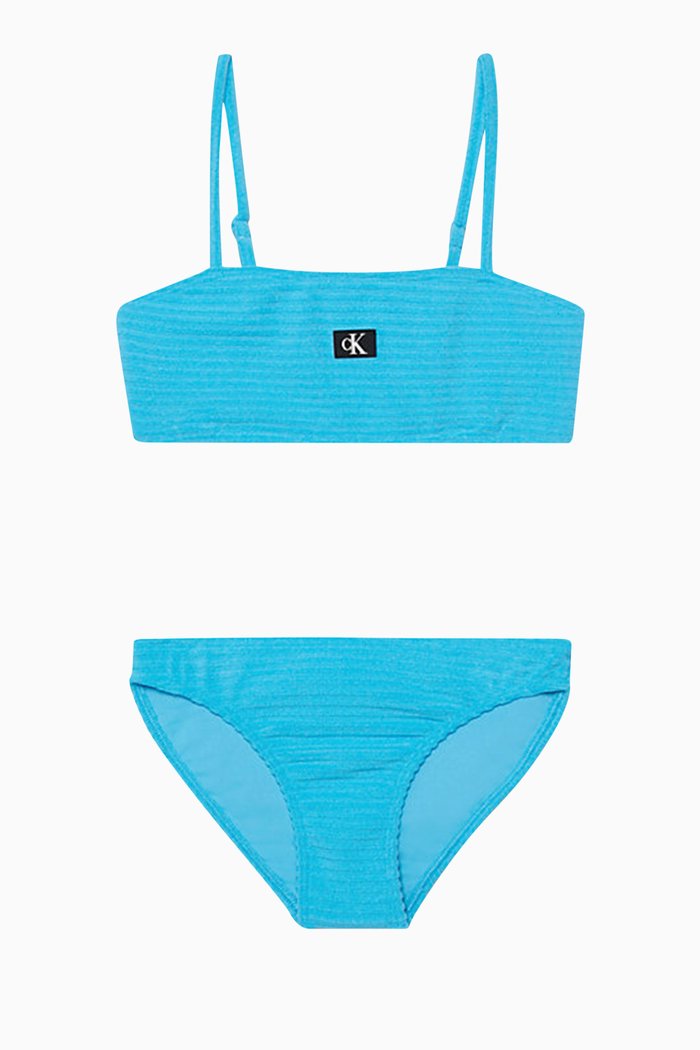 

Logo Rib Bralette Bikini Set, Blue