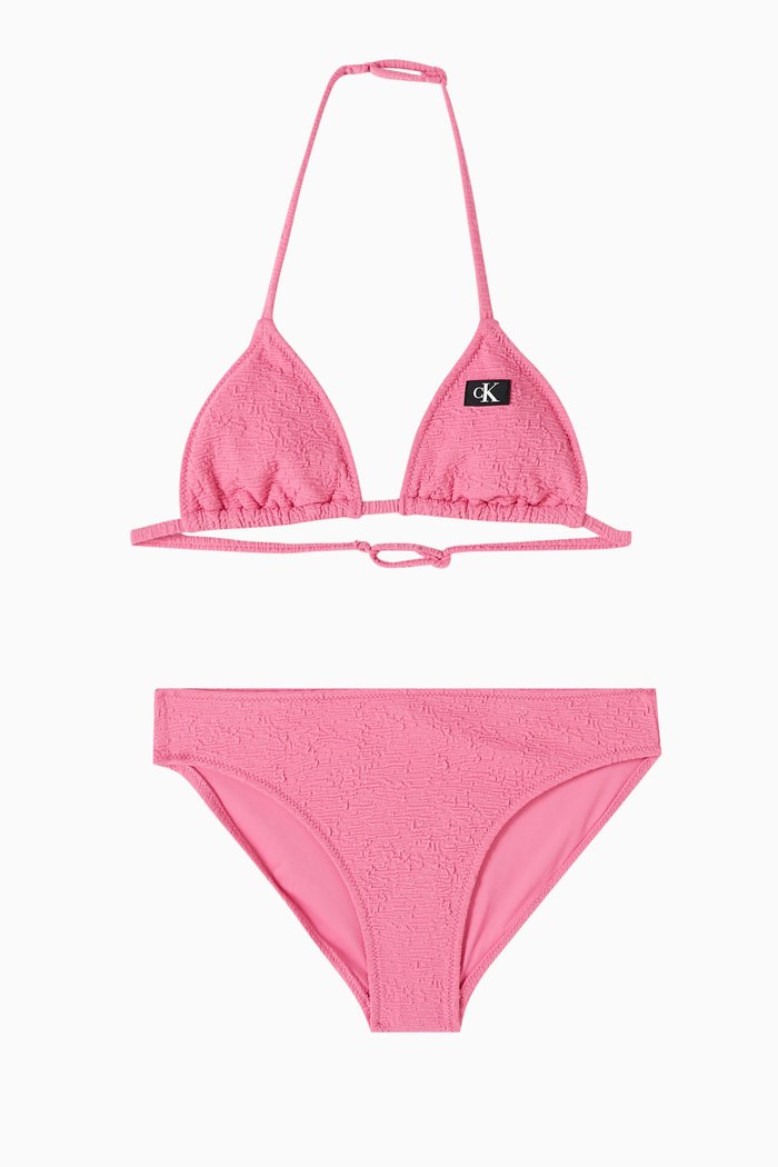 

Logo Texture Bikini Set in Nylon-blend, Pink