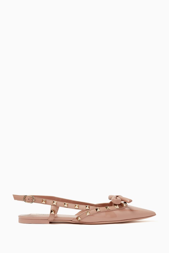 

Valentino Garavani Rockstud Bow Ballerinas in Patent Leather, Pink