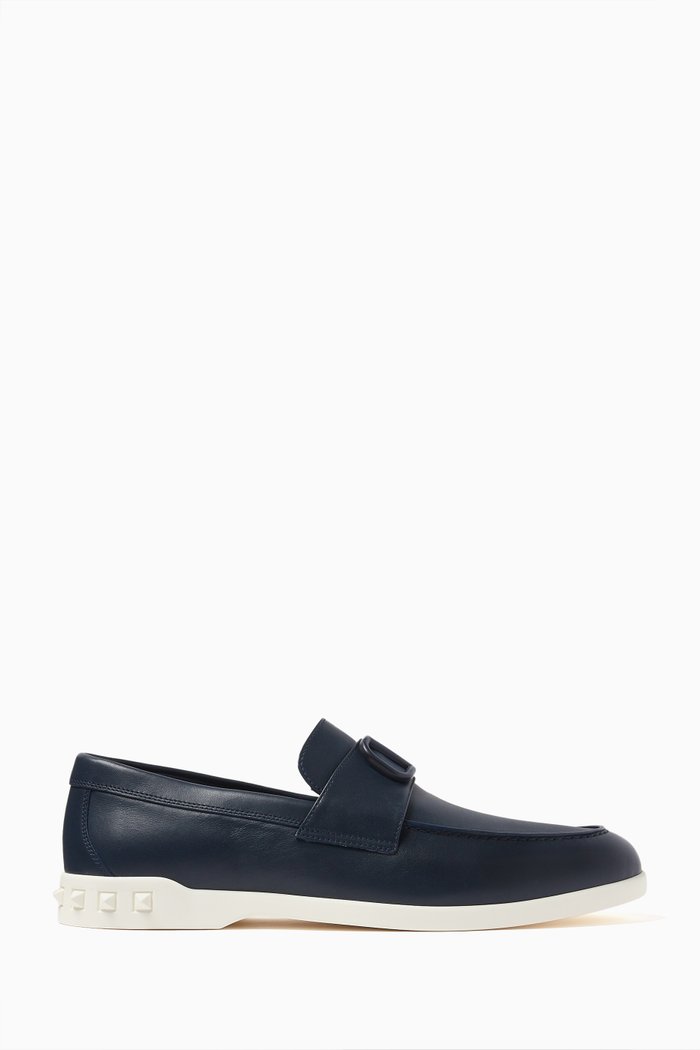 

Valentino Garavani Leisure Flows Loafers in Leather, Blue