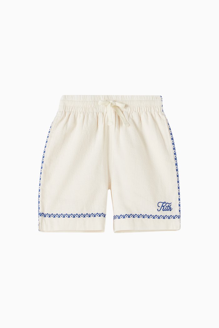 

Embroidered Camp Shorts in Cotton, Grey