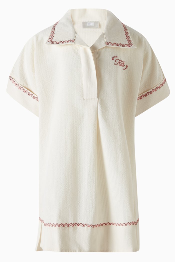 

Embroidered Katya Shirt Dress in Cotton, Grey
