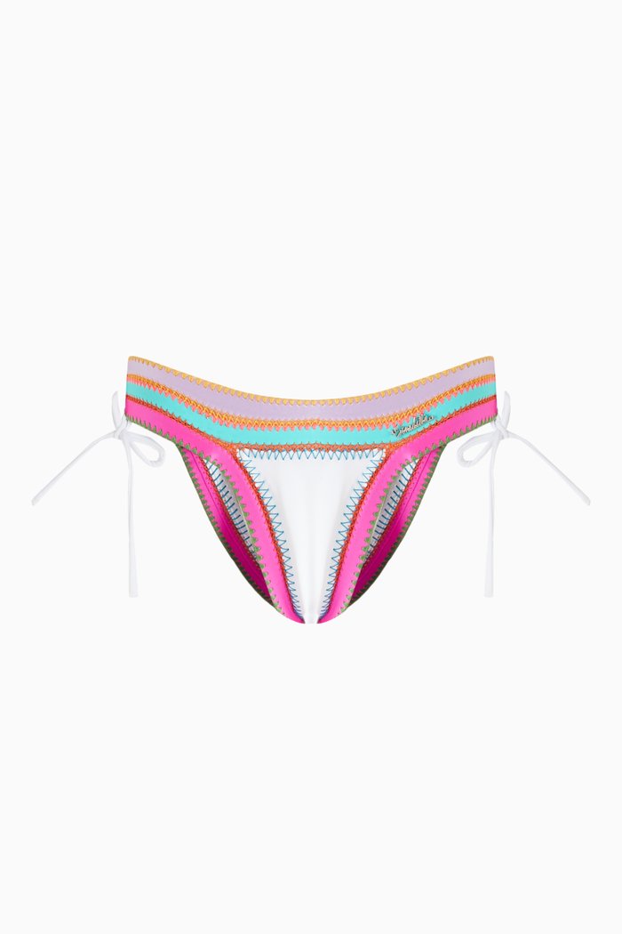 

Crochet-trim Bikini Briefs in Italian Lycra, White