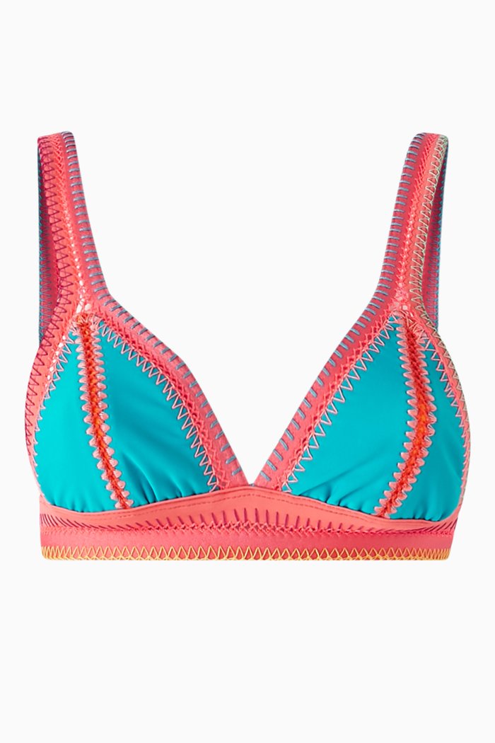 

Peacock Bikini Top in Italian Lycra, Blue