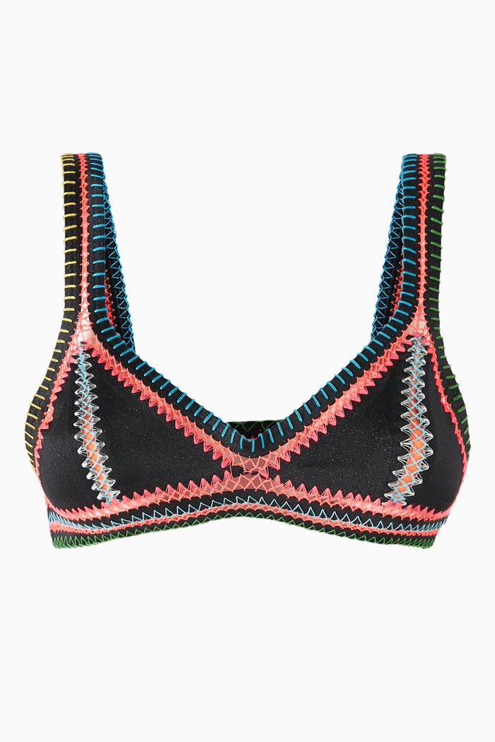 

Crystal Skies Tri Star Bikini Top in Lycra, Black
