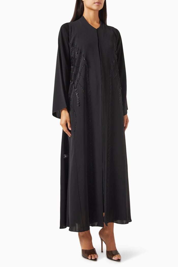 

Bead Embroidered Abaya in Nada, Black