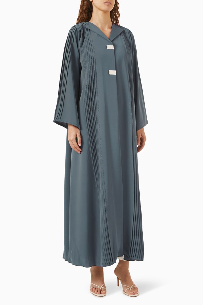 

Pleated Coat-style Abaya in Nada, Grey