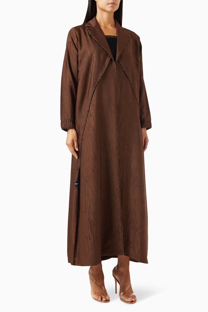 

Coat-style Abaya in Jacquard, Brown