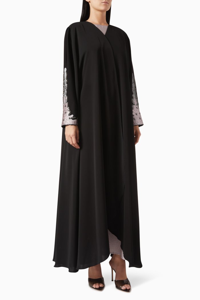 

Embroidered Abaya Set in Nada, Black