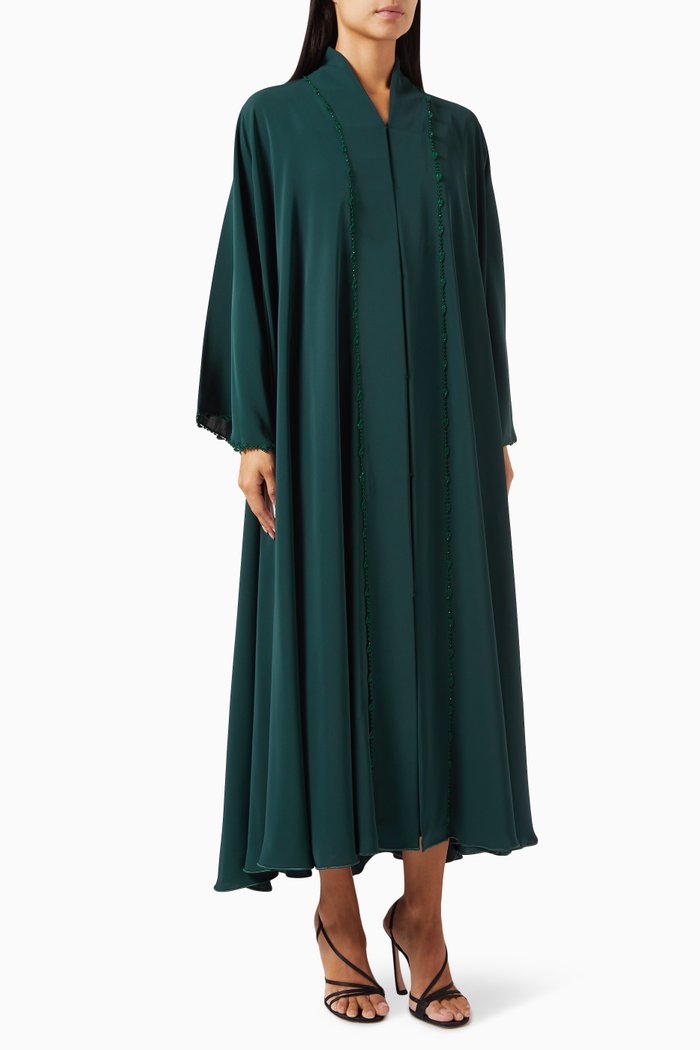 

Thread Embroidered Abaya in Nada, Green