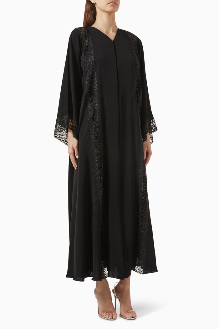 

Lace-embroidered Abaya in Nada, Black