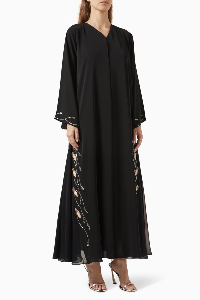 

Bead-embroidered Abaya in Nada & Chiffon, Black