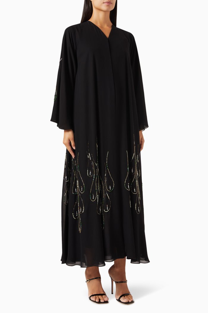 

Bead-embellished Abaya, Black