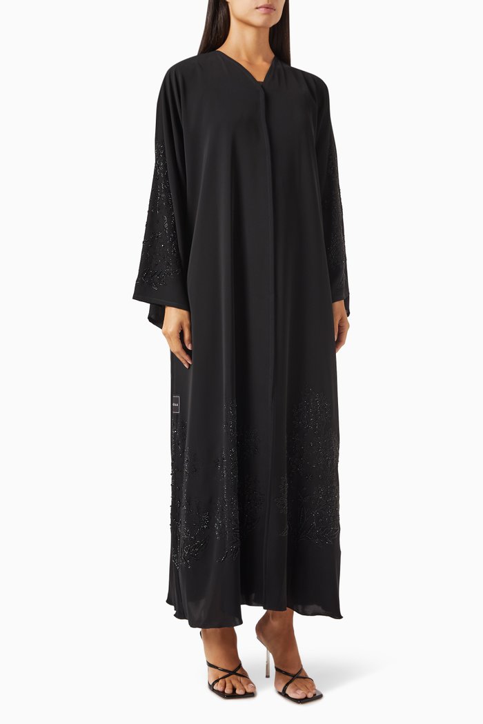 

Stone-embellished Abaya in Nada, Black