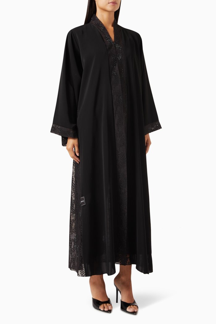 

Lace-detailed Abaya, Black