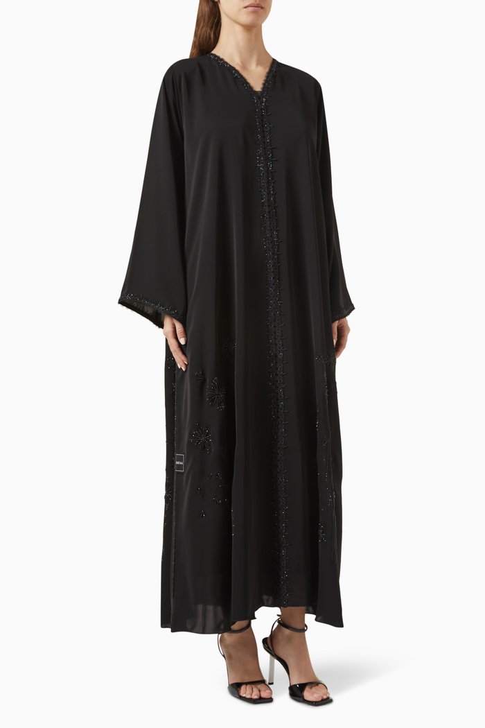 

Stone-embellished Abaya in Nada, Black