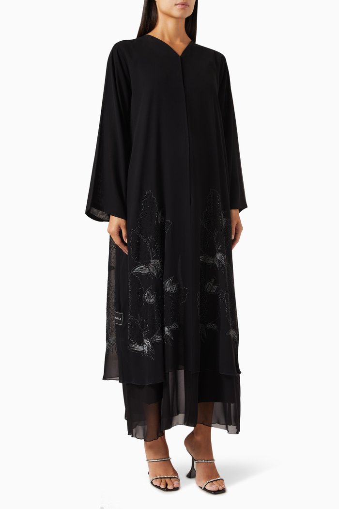 

Thread-embroidered Abaya, Black