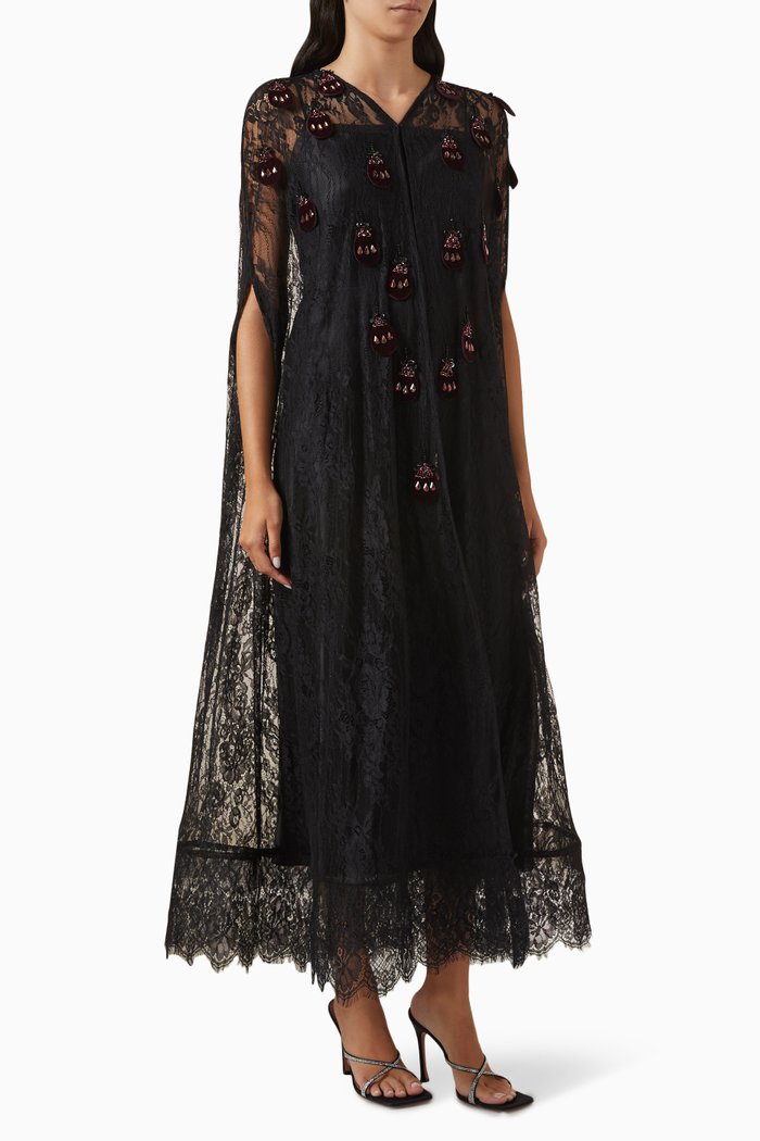 

Bead-embellished Abaya in Lace, Grey