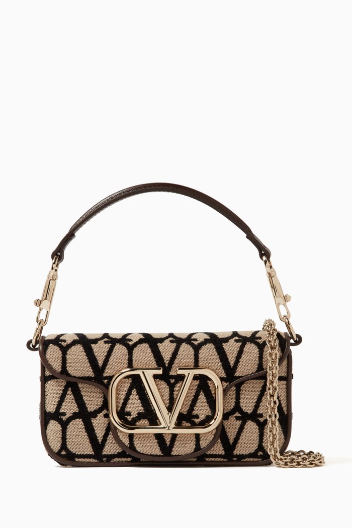 

Valentino Garavani Small Locò Toile Iconographe Shoulder Bag in Cotton blend, Neutral
