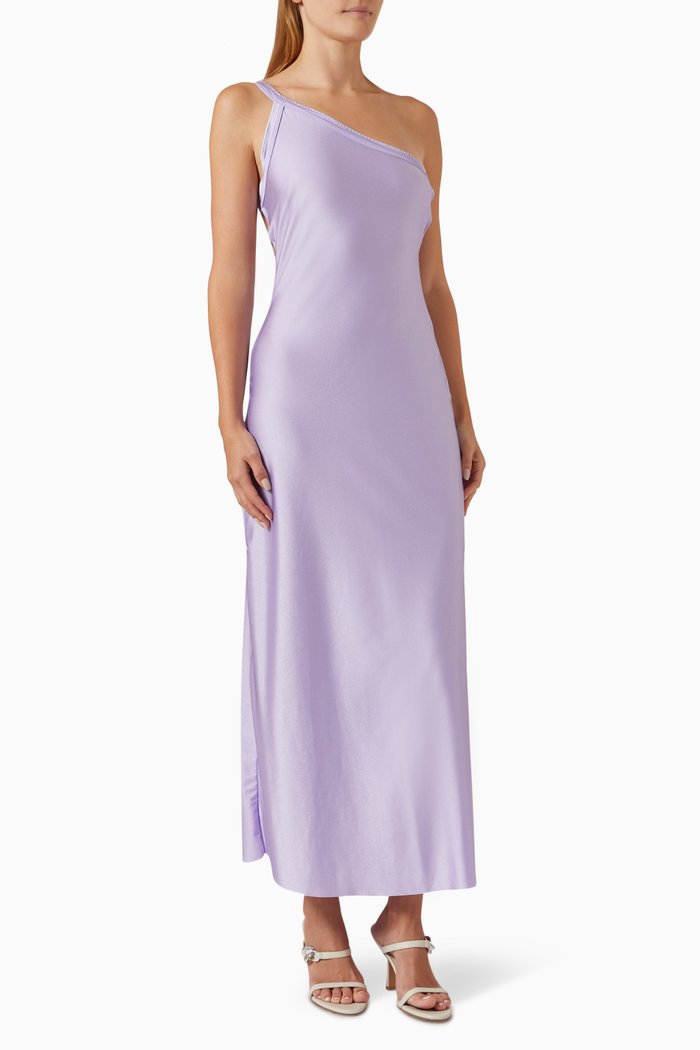 Stella One-shoulder Midi Dress in Lycra, Purple