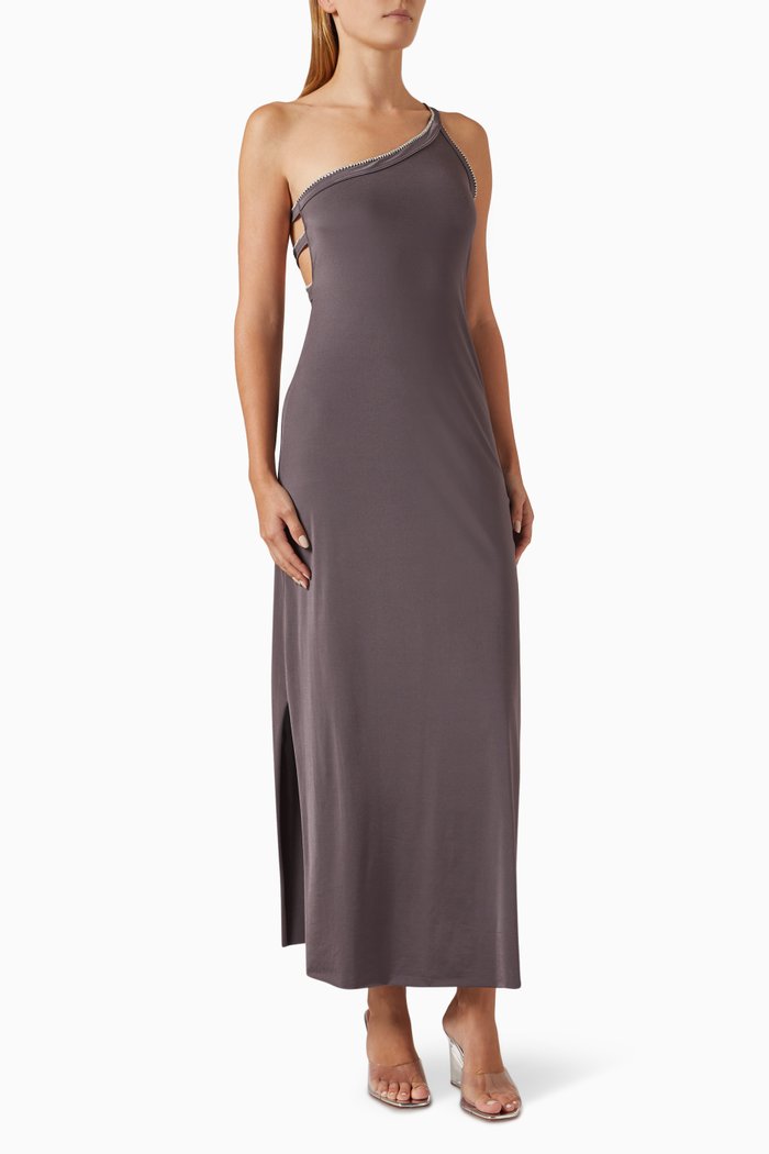 

Stella One-shoulder Midi Dress in Lycra, Grey
