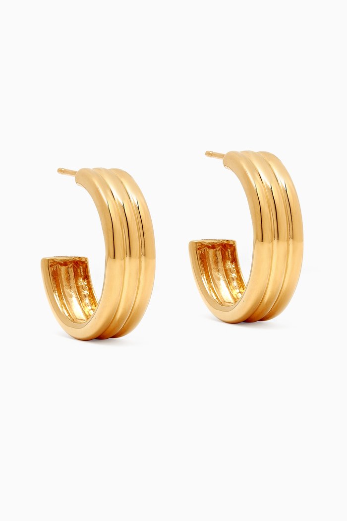 

Medium Triple Ridge Hoop Earrings in 18kt Gold Vermeil