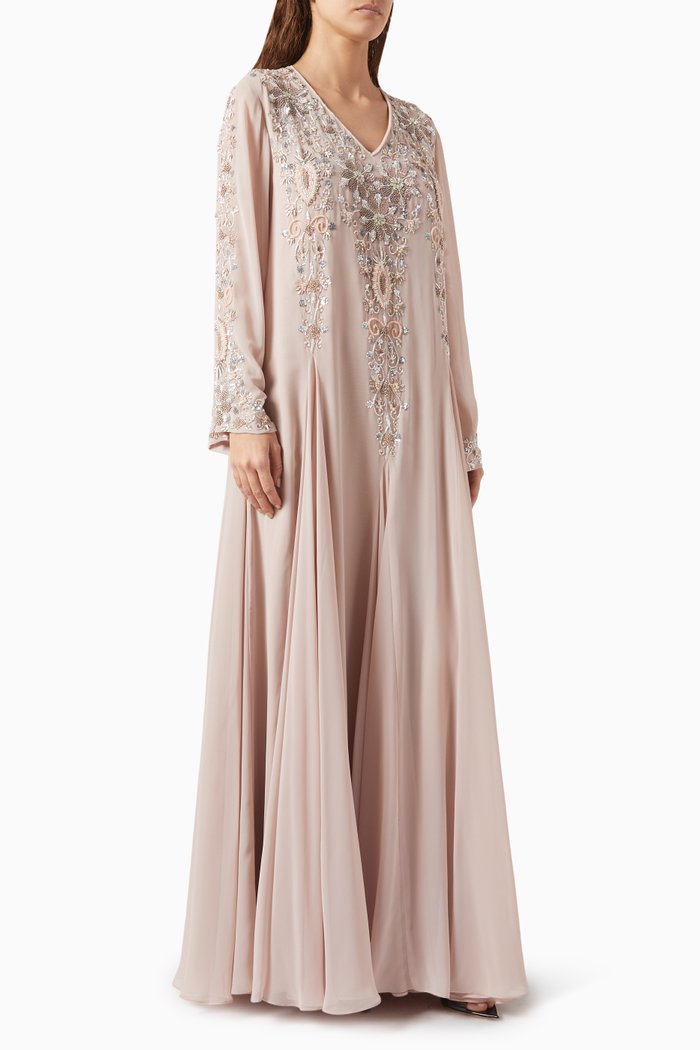 

Sequin-embellished Kaftan in Crepe, Neutral