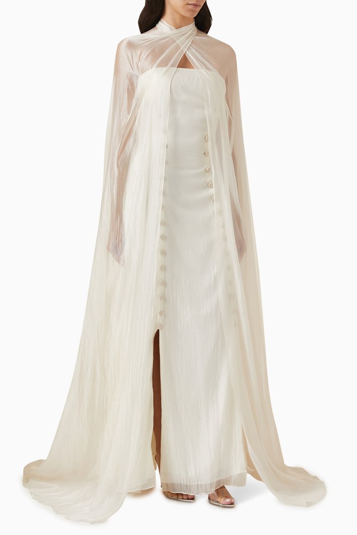 

Cape-sleeve Gown, Neutral