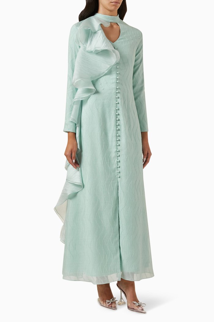 

Cutout Ruffle Maxi Dress, Green