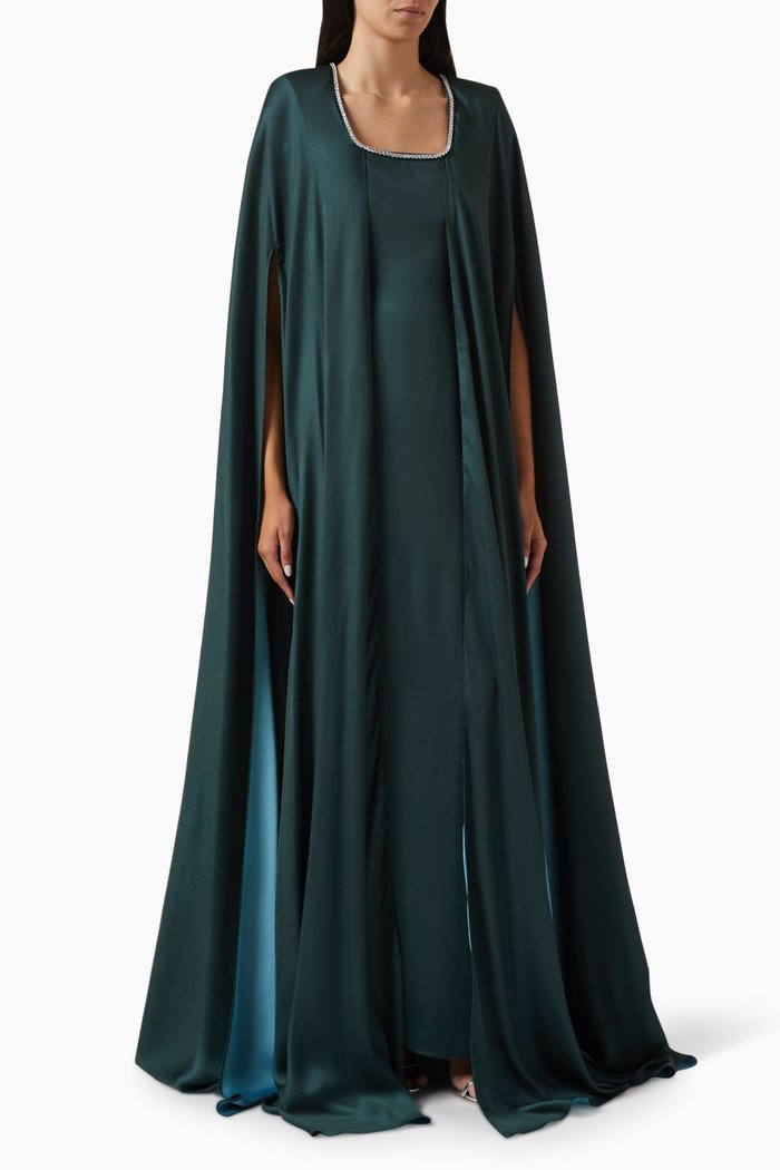 

Beaded Cape-style Gown, Green