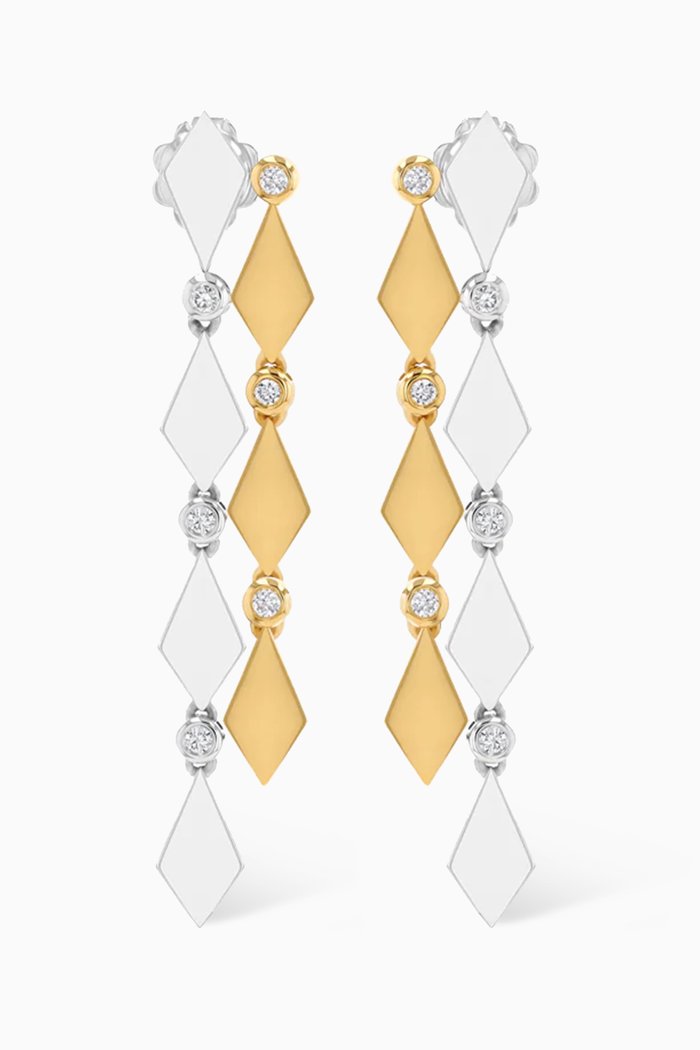 

Mosaic Diamond Long Earrings in 18kt Gold