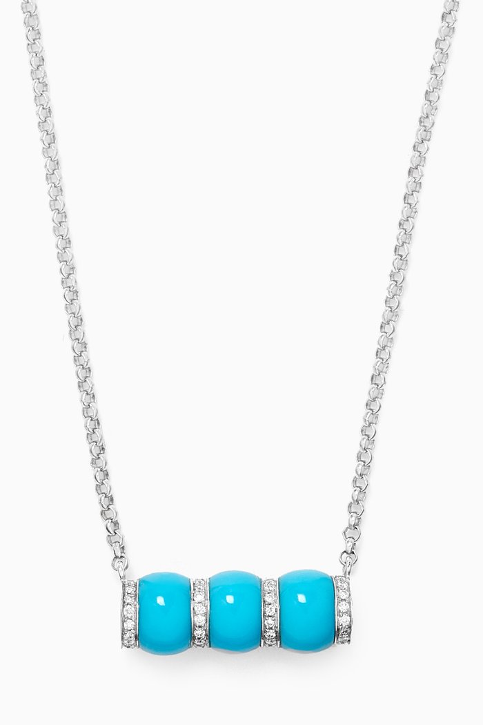 

Cerith Turquoise & Diamond Pendant Necklace in 18kt White Gold, Blue