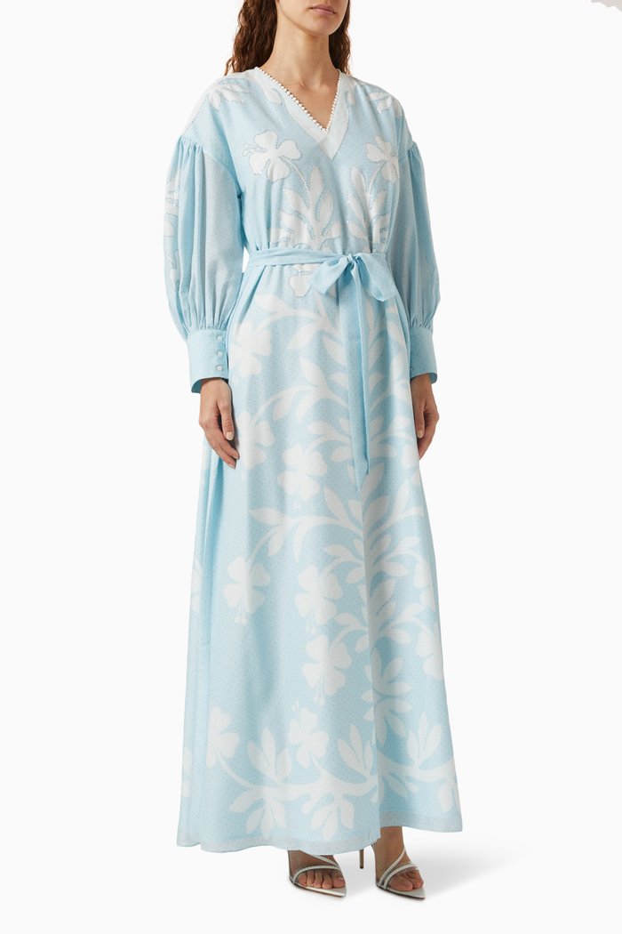 

Lanaii Floral Belted Maxi Dress, Blue