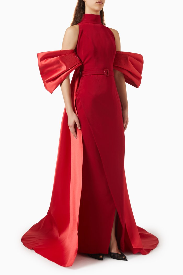

Carnation Halter Dress in Stretch-crepe, Red