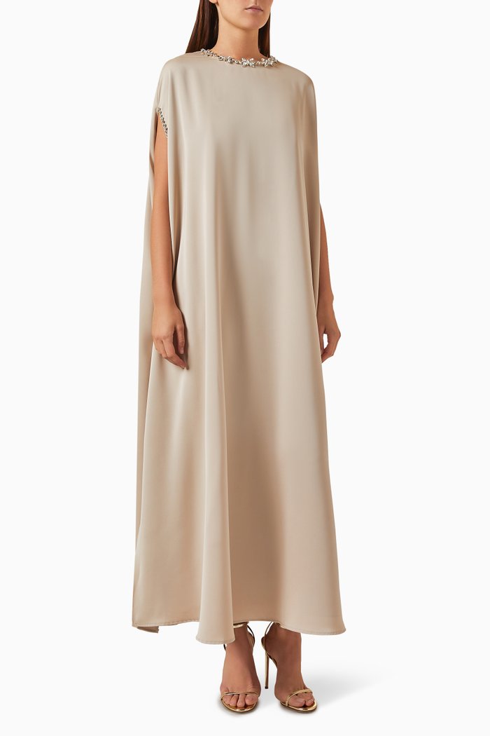 Crystal Embellished Kaftan, Neutral