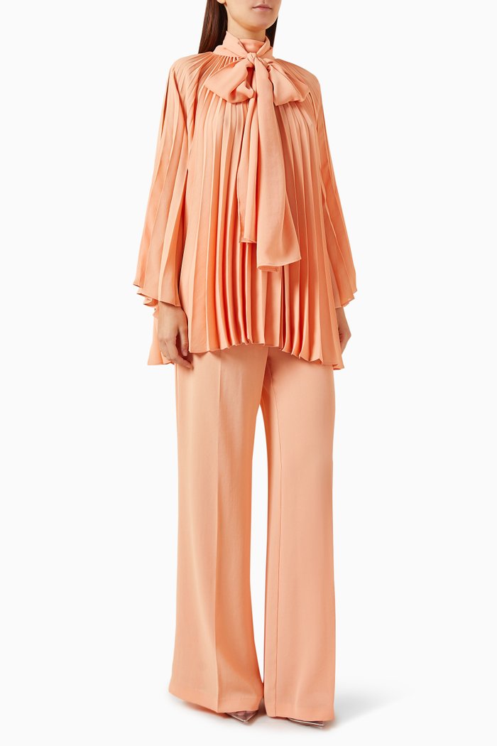 

Pleated Top & Pants Set, Orange
