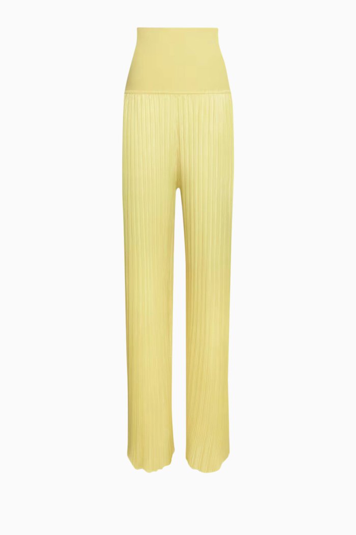 Pleated Pants in Viscose-knit, Yellow