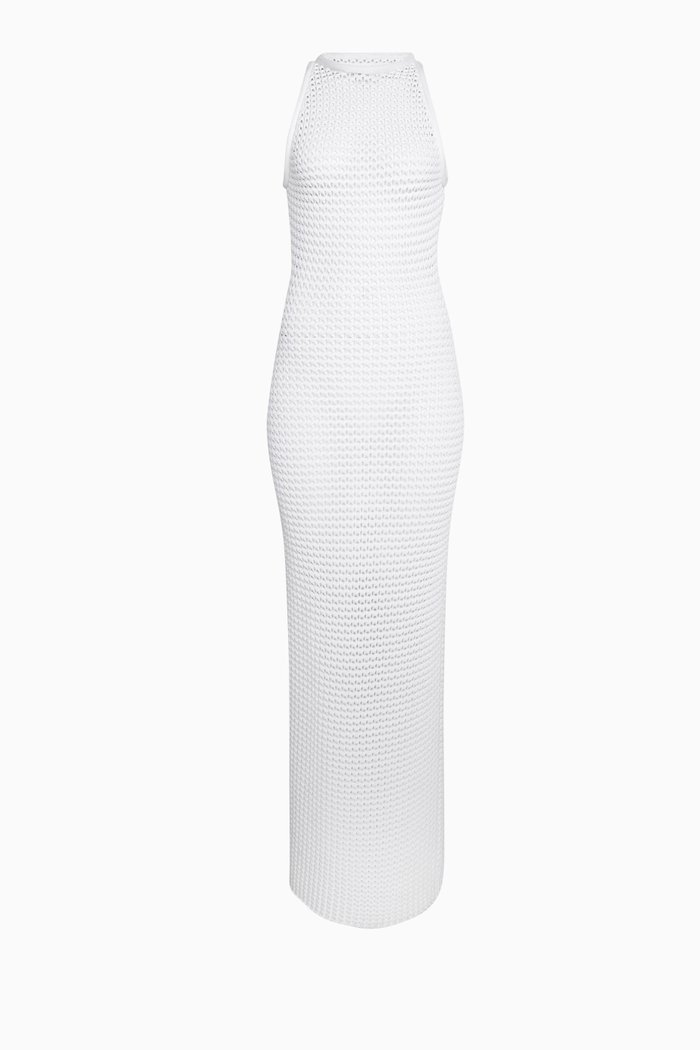 Tube Dress in Waffle-knit, White